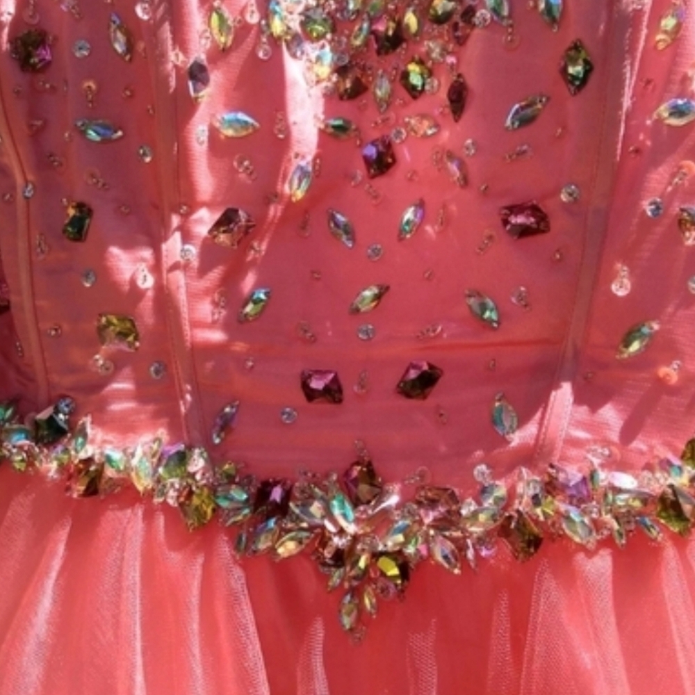 Orange ball gown Cinderella  Size 14 Beautiful Prom Bridal Sleeveless